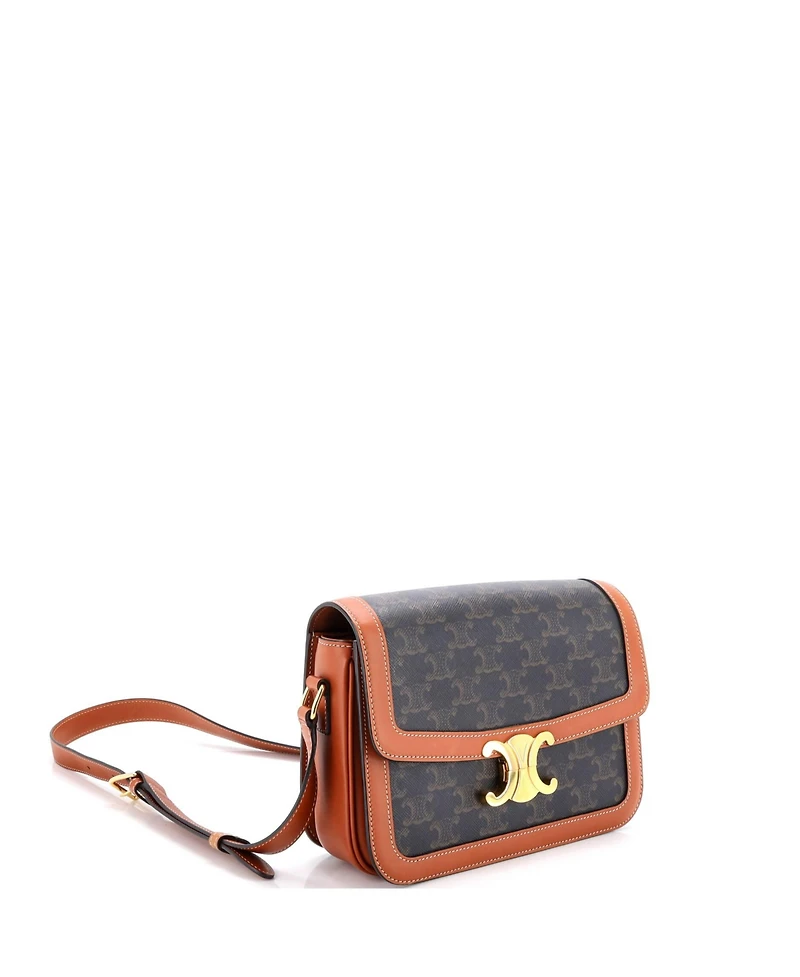 Pre-Owned Celine Medium Triomphe Shoulder Bag Triomphe Coated Canvas