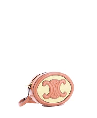 Pre-Owned Celine Triomphe Oval Crossbody Bag Straw and Leather