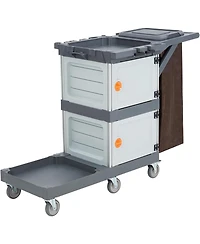 gaomon Commercial Janitorial Cart with Cabinet, Multi Purpose 3 Ply Plastic Housekeeping Cart with 30 Gallon Bag, 200 lbs Utility Cart