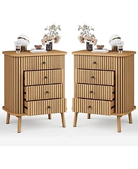 gaomon 4 Drawer Dressers Set of 2, Chest of Drawers for Bedroom, Nightstand, Spacious Storage Boho Wicker Dresser with Matte Handles