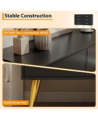 gaomon 6-Drawer Wide Chest, Contemporary Wood Storage, Bedroom Dresser with Sliding Drawers, Office, Lounge