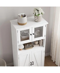 gaomon Storage Cabinets, 54 Inch Tall Hutch Bar Cabinet with Glass Doors and Adjustable Shelves