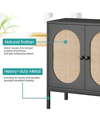 gaomon Modern Storage Cabinet with Fluted Glass Doors Adjustable Shelves and Durable Mdf for Dining and Living Room