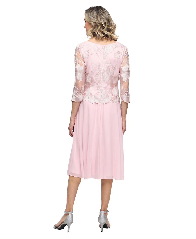 Alex Evenings Petite Boat Neck Midi Dress