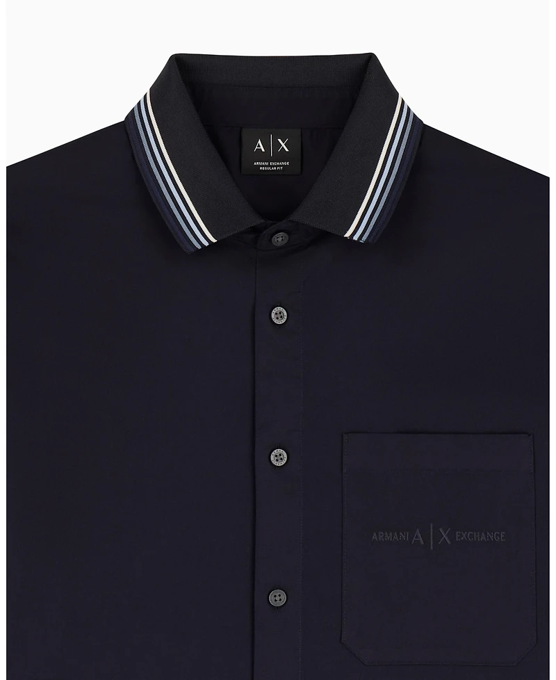 A|X Armani Exchange Men's Short Sleeve Twill Shirt with Tipping