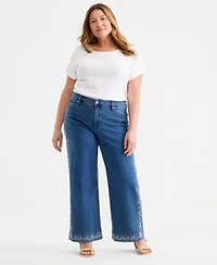 Style & Co Plus High-Rise 5-Pocket Wide-Leg Jeans, Macy's Exclusive