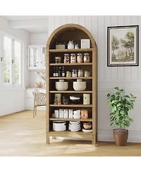 gaomon 71" Tall Modern Arched 7-Tier Wooden Shoe Cabinet with Adjustable Shelves