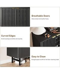 gaomon Narrow Freestanding 6-Tier Shoe Cabinet with Louvered Doors