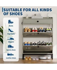 gaomon Compact Shoe Storage Cabinet with 2 Flip Drawers and Top Drawer