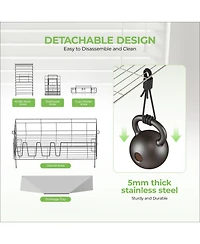 Sugift 2-Tier Detachable Stainless Steel Dish Drying Rack with Cutlery Box and Cup Holder