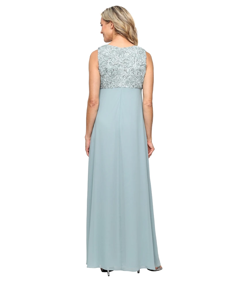 Alex Evenings Women's Empire Waist Long Open Soutache Jacket Dress