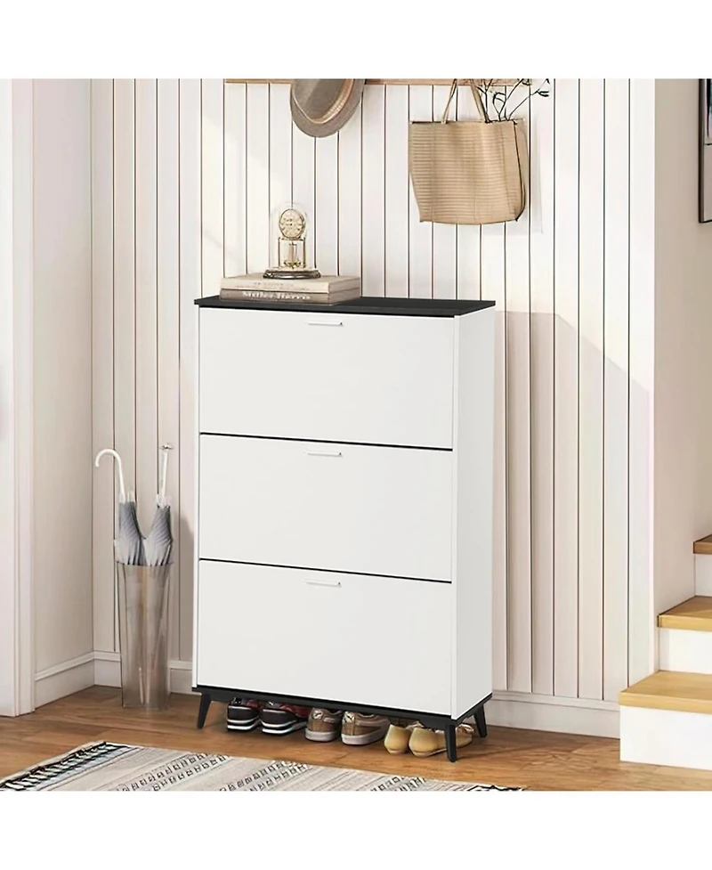 gaomon Shoe Cabinet with 3 Flip Drawers, Hidden Shoe Storage Cabinet for Entryway, Narrow Shoe Rack with Legs