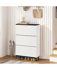 gaomon Shoe Cabinet with 3 Flip Drawers, Hidden Shoe Storage Cabinet for Entryway, Narrow Shoe Rack with Legs