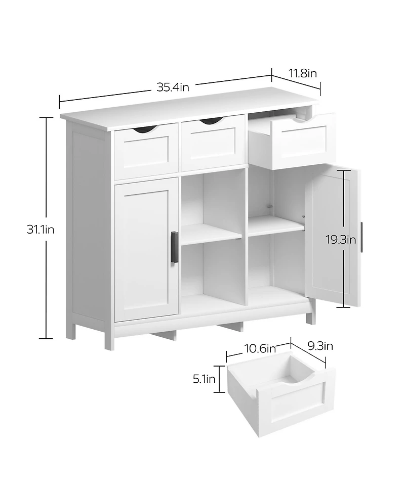 Clihome Storage Cabinets, Wooden Floor Cabinet, with Drawers and Shelves Storage Cabinets, Accent