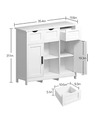 Clihome Storage Cabinets, Wooden Floor Cabinet, with Drawers and Shelves Storage Cabinets, Accent
