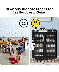 gaomon 5-Tier Shoe Storage Cabinet with Glass Doors & Sturdy Support Legs, Multi-Functional Organizer