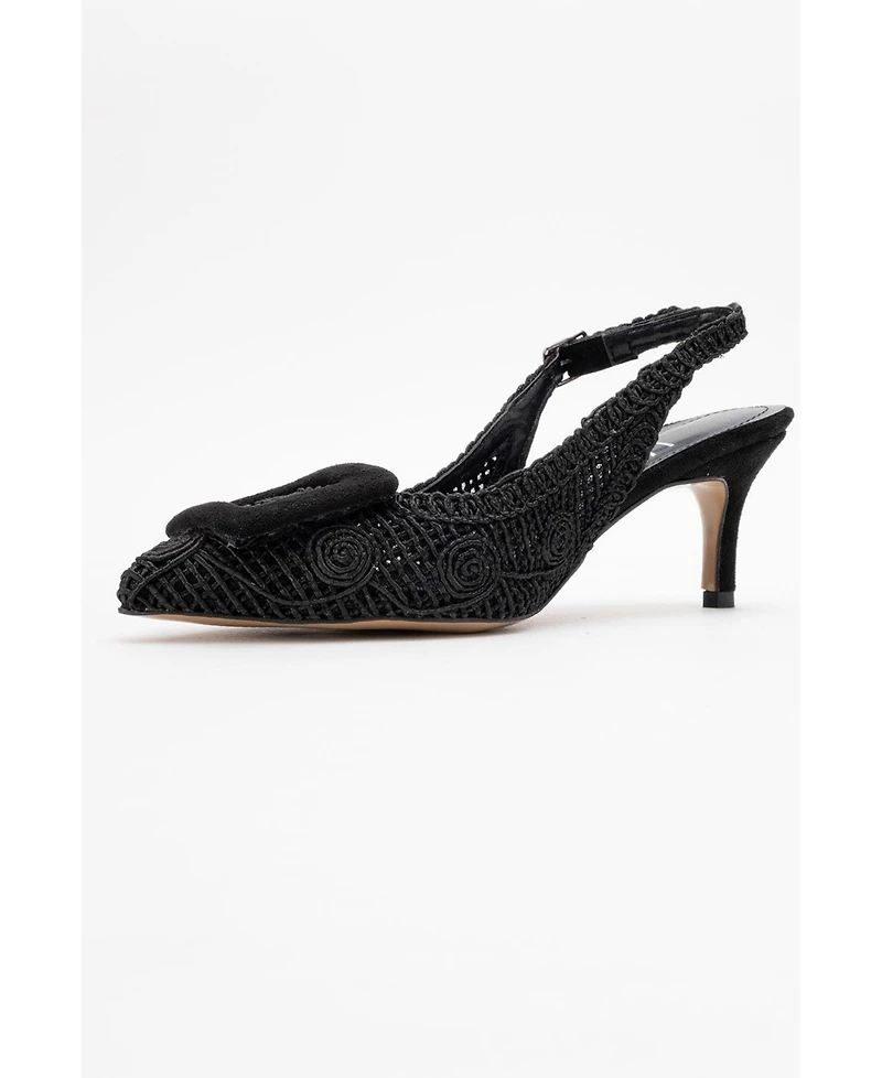 Prologue Shoes Women's Ensley Knitted Buckled Pointed Toe Pump