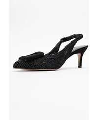 Prologue Shoes Women's Ensley Knitted Buckled Pointed Toe Pump