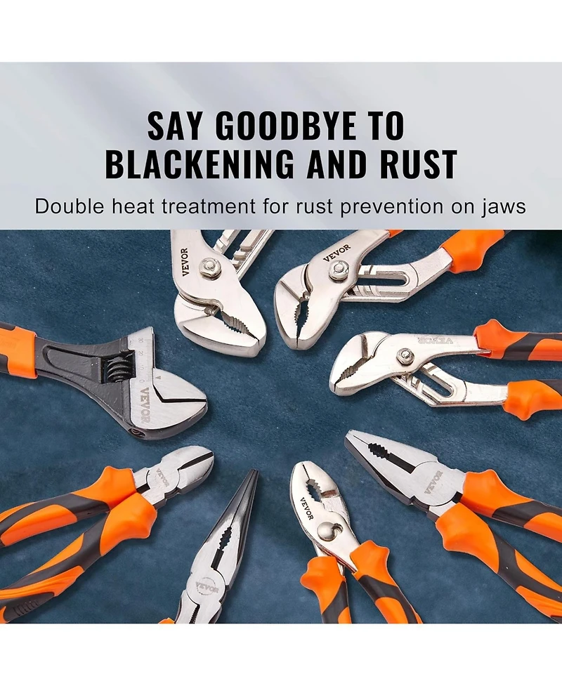 Xdovet 8-Piece Pliers Set, High Carbon Steel - 12", "10", "8" Groove and Linesman's Pliers and Adjustable Wrench and Tool Bag