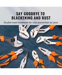 Xdovet 8-Piece Pliers Set, High Carbon Steel - 12", "10", "8" Groove and Linesman's Pliers and Adjustable Wrench and Tool Bag