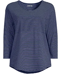 Lands' End Women's Petite 3/4 Sleeve Lightweight Jersey Shirttail Tee
