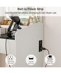 gaomon Vanity Desk with Led Mirror & Charging, Small Makeup Vanity Set, 2 Drawers, Stool, Storage for Girls