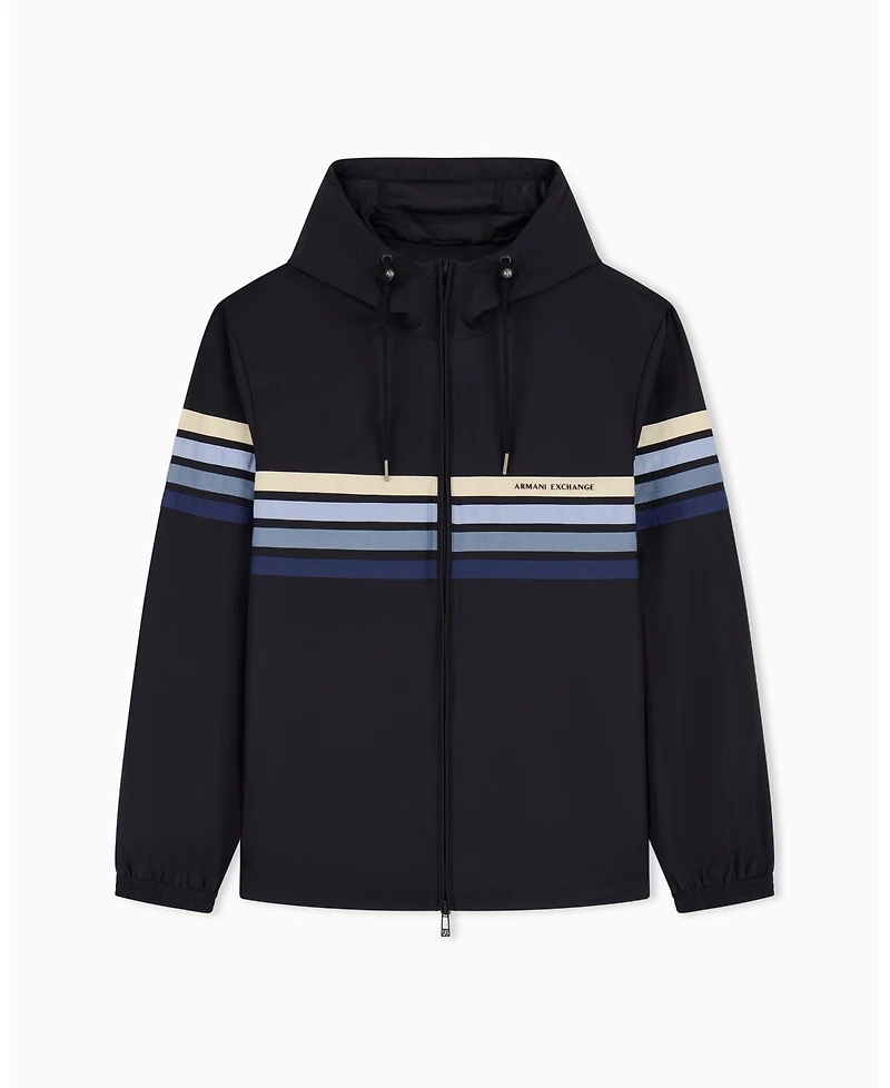 A|X Armani Exchange Men's Stretch Nylon 4 Stripes Windbreaker
