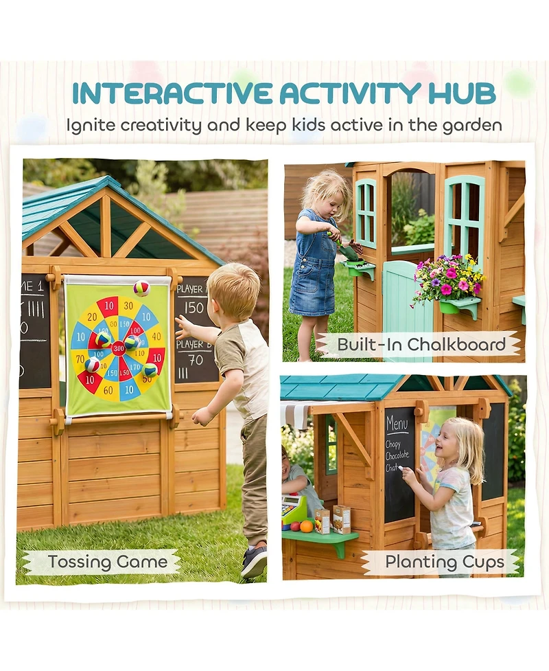 Qaba Outdoor Playhouse, Kids Playhouse for Kids 3-6 Years Imaginative Play