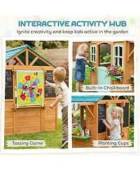 Qaba Outdoor Playhouse, Kids Playhouse for Kids 3-6 Years Imaginative Play