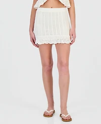 Ultra Flirt Juniors' Crochet Ruffled-Hem Mini Skirt