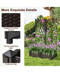 Gymax 2PCS Raised Garden Bed w/Trellis Planter Box for Climbing Plants 32'' x 16'' x 48''
