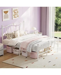 gaomon Full Kids Bed Frame with Headboard & Footboard, Heart-Shaped Metal Platform Bed, Heavy-Duty Steel Slats, Quiet Support, No Box Spring