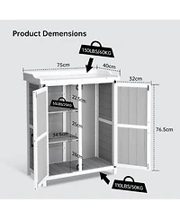 gaomon Outdoor wooden potting bench with metal worktop, waterproof storage cabinet, adjustable shelves, and double doors—ideal for gardening ta
