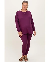 Pinkblush Plus Size Plum Brushed Knit Oversized Top and Legging Set