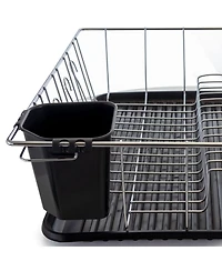 Megachef 16 Inch Chrome Plated and Plastic Counter Top Drying Dish Rack in Black
