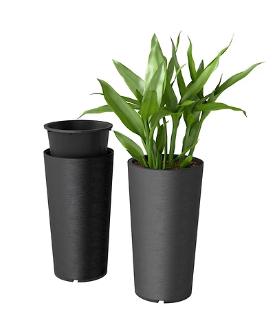 Outsunny 29 Inch Tall Planters, Set of 2 Plastic Flower Pots,