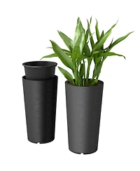Outsunny 29 Inch Tall Planters, Set of 2 Plastic Flower Pots,