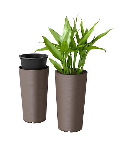 Outsunny 29 Inch Tall Planters, Set of 2 Plastic Flower Pots,