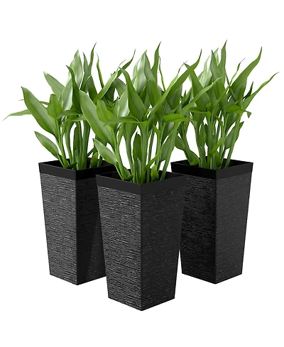 Outsunny 22.8 Inch Tall Planters, Set of 3 Plastic Flower Pots,