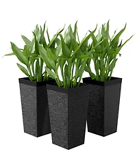 Outsunny 22.8 Inch Tall Planters, Set of 3 Plastic Flower Pots,