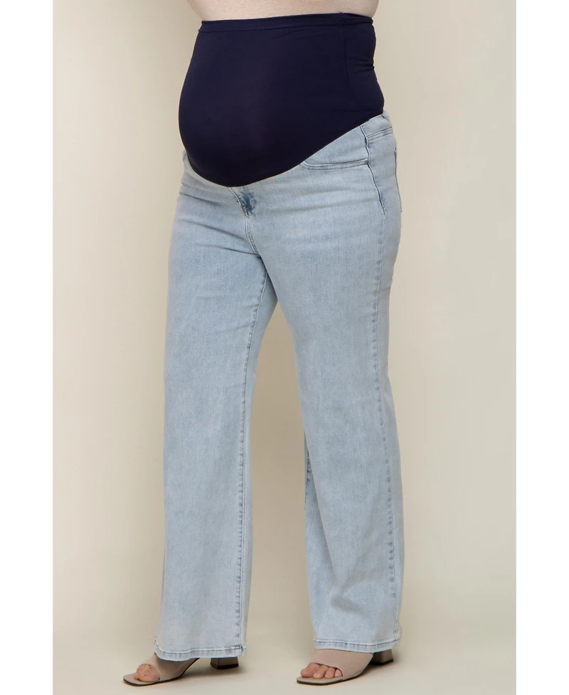 Pinkblush Plus Size Light Blue Basic Wide Leg Jeans
