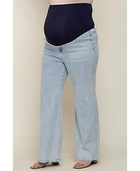 Pinkblush Plus Size Light Blue Basic Wide Leg Jeans
