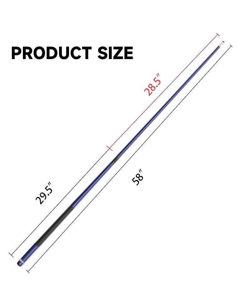 Gse Games & Sports Expert 58" 2-Piece Matte Blue Fiberglass Graphite Composite Billiard Pool Cue Stick