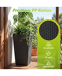 Three Piece Wicker Planters with Inner Plastic Flower Pots