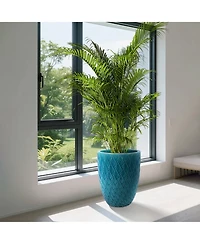 Large 17-Inch Handmade Ceramic Planter Pot,Breathable Teal Outdoor & Indoor Plant Pot for Fiddle Leaf Fig, Monstera, Trees