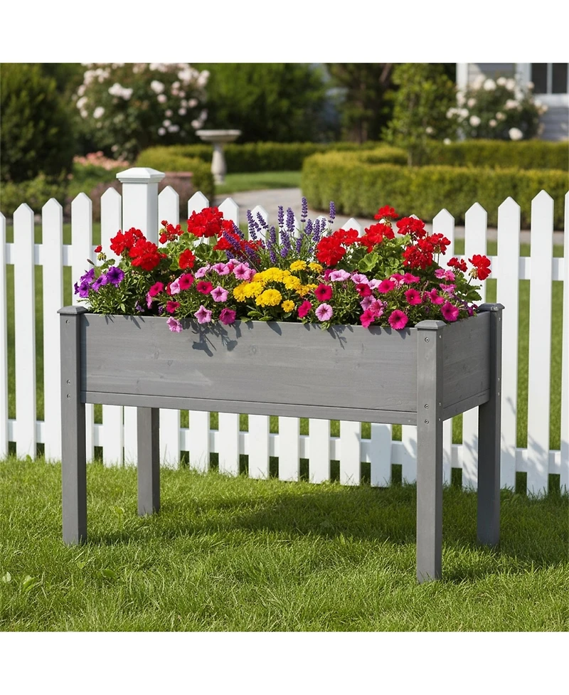 Clihome inch Raised Garden Bed with Legs, Elevated Wooden Planter Box for Outdoor Plants