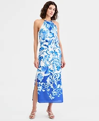 Adrianna Papell Women's Printed Halter Blouson Midi Dress