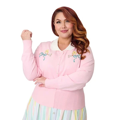 Unique Vintage Women's Collared Knit Cardigan