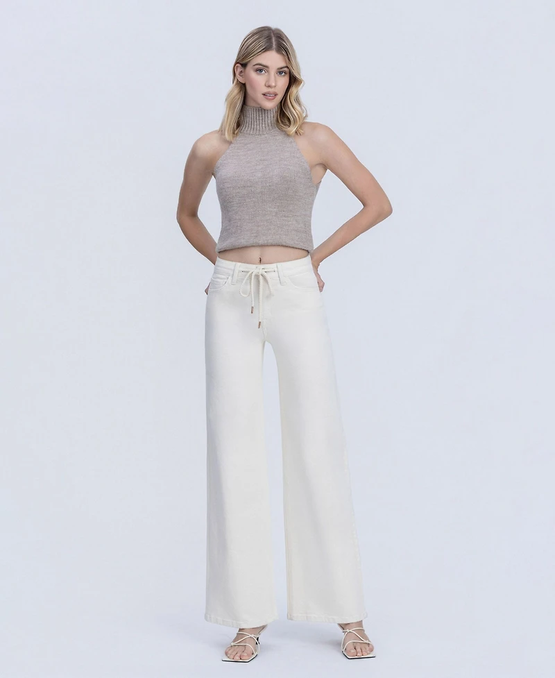Vervet Women's High Rise Drawstring Wide Leg Jeans