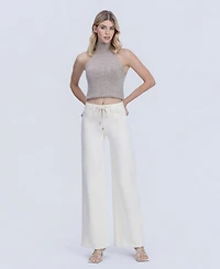 Vervet Women's High Rise Drawstring Wide Leg Jeans